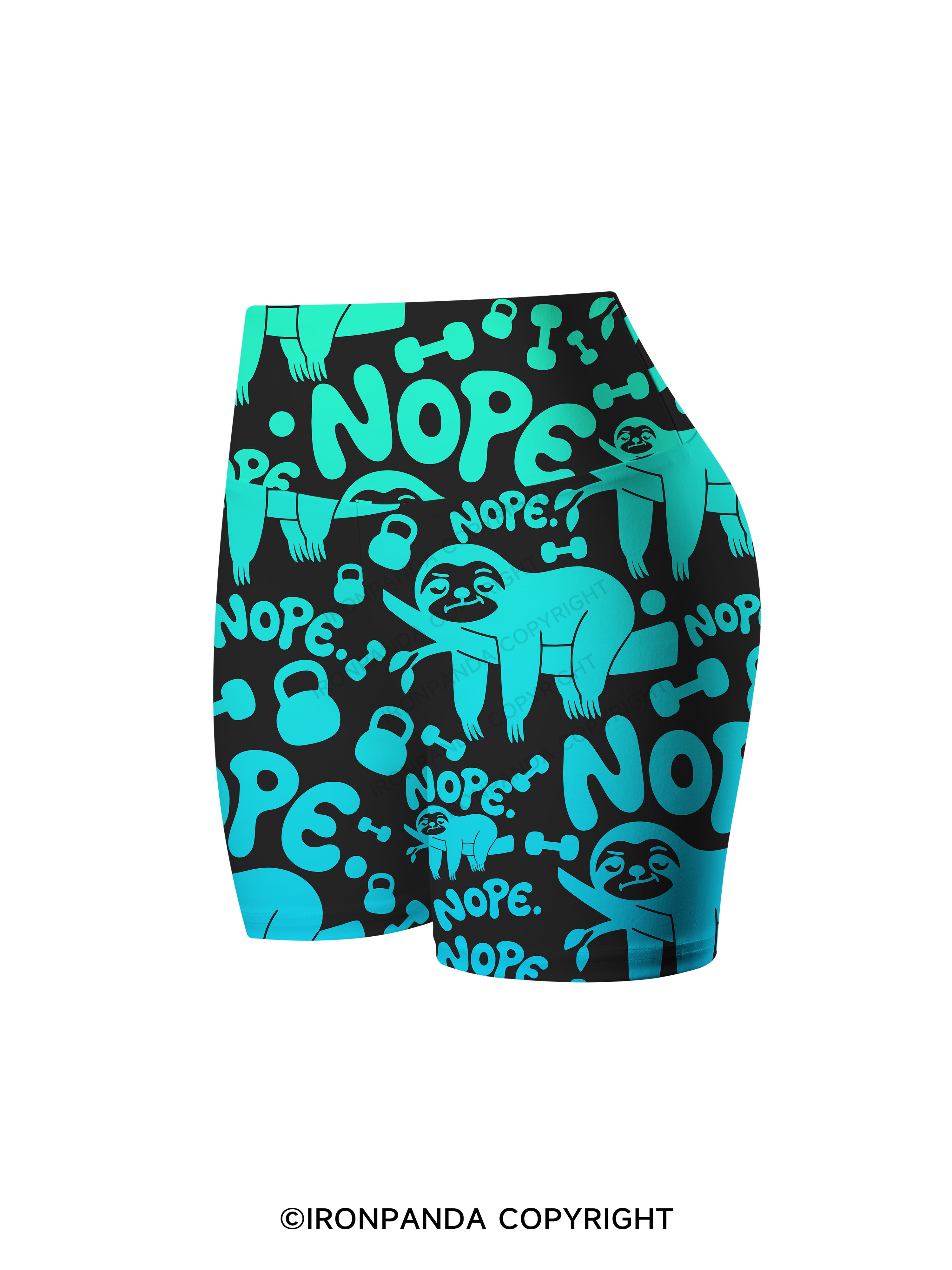NO TODAY SLOTH FUNNY Printed Yoga Cycling Shorts