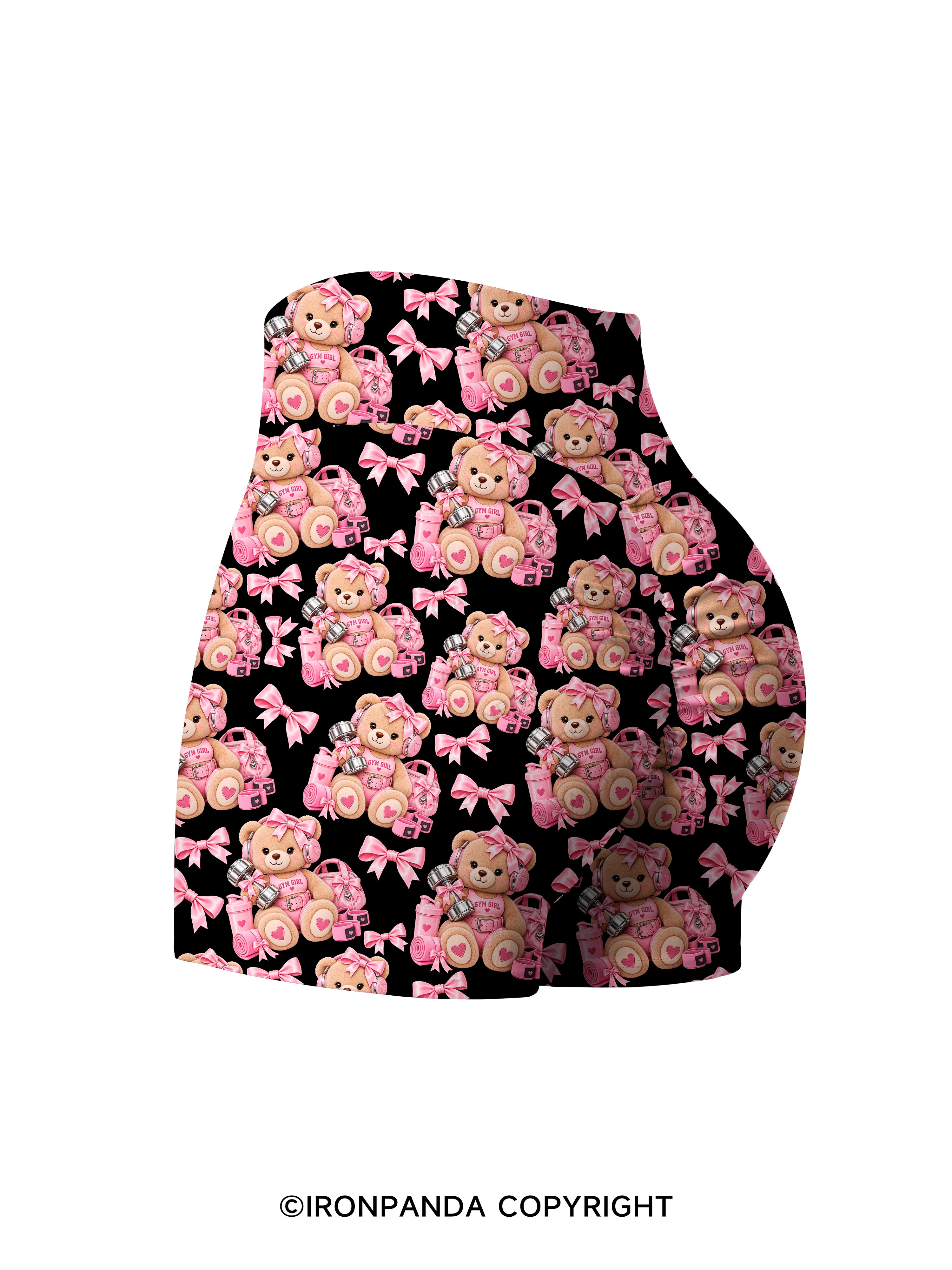 GYM GIRLIE TEDDY BEAR Printed Yoga Shorts