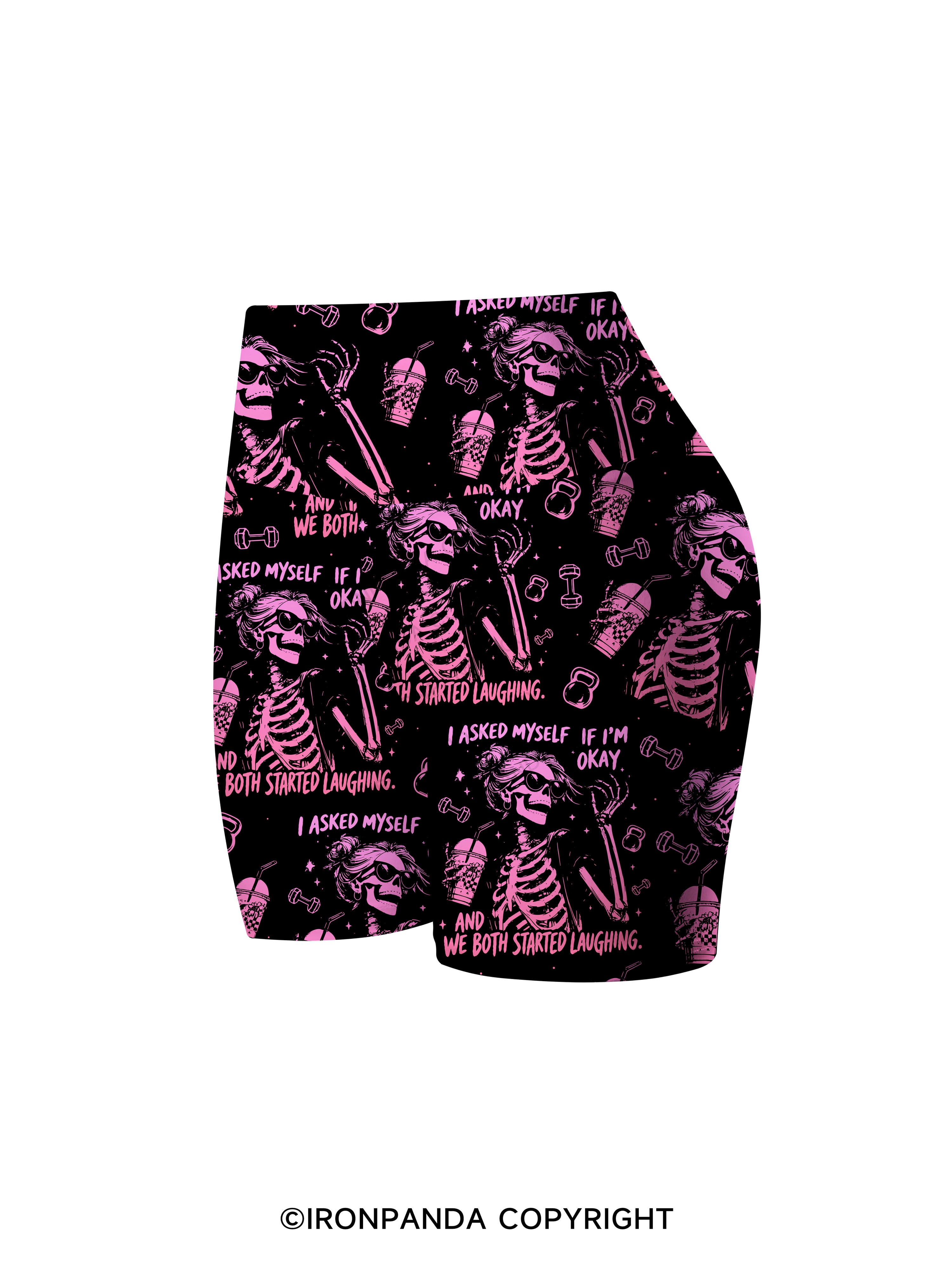 I ASKED MYSELF IF I'M OKAY AND WE BOTH STARTED LAUGHING Printed Yoga Cycling Shorts