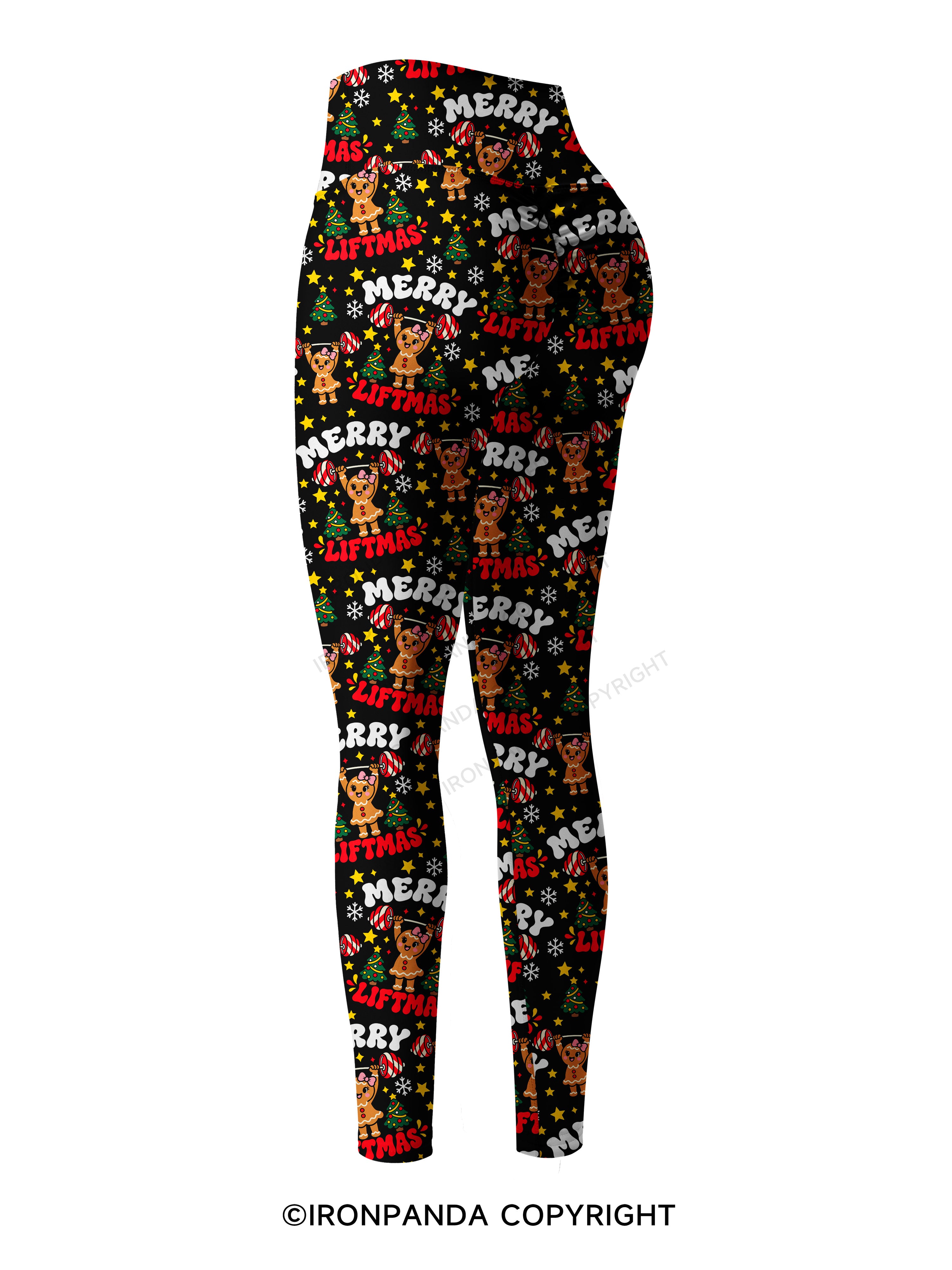 Merry Liftmas gingerbread  Printed Yoga Pants