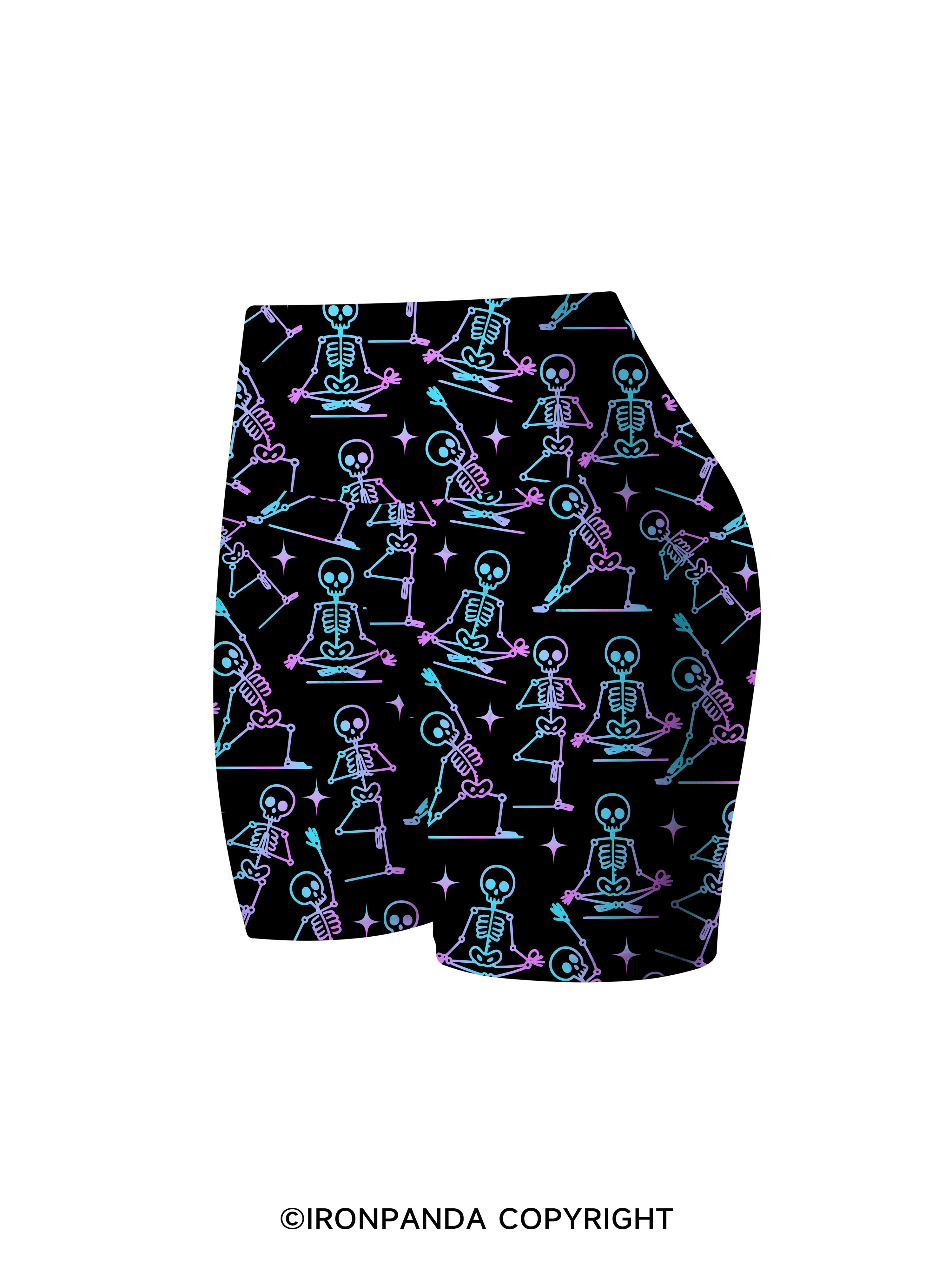 ZEN TO THE BONE SKELETON Printed Yoga Cycling Shorts