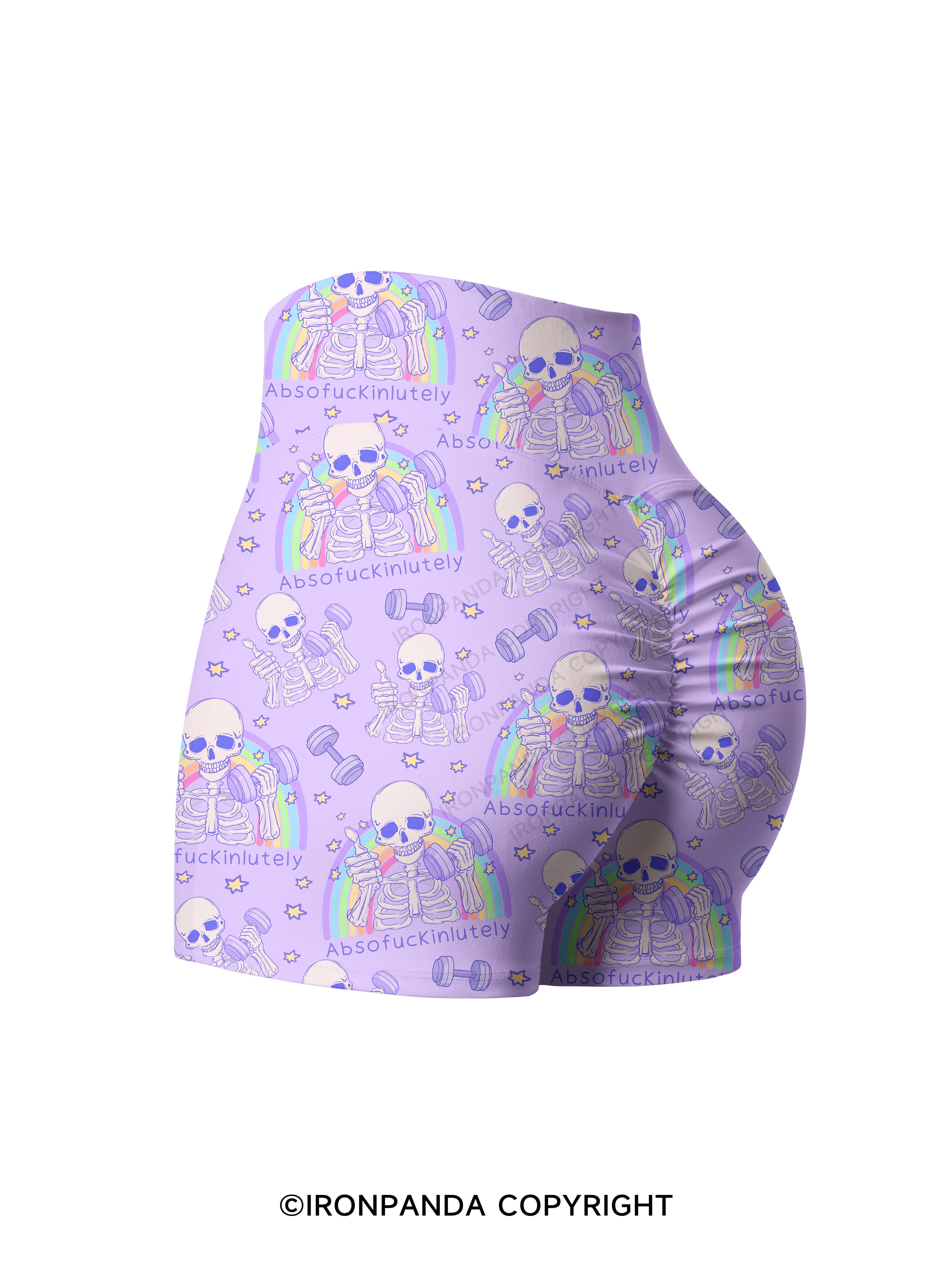 ABSOFUCKINLUTELY GYM SKELETON Printed Yoga Shorts