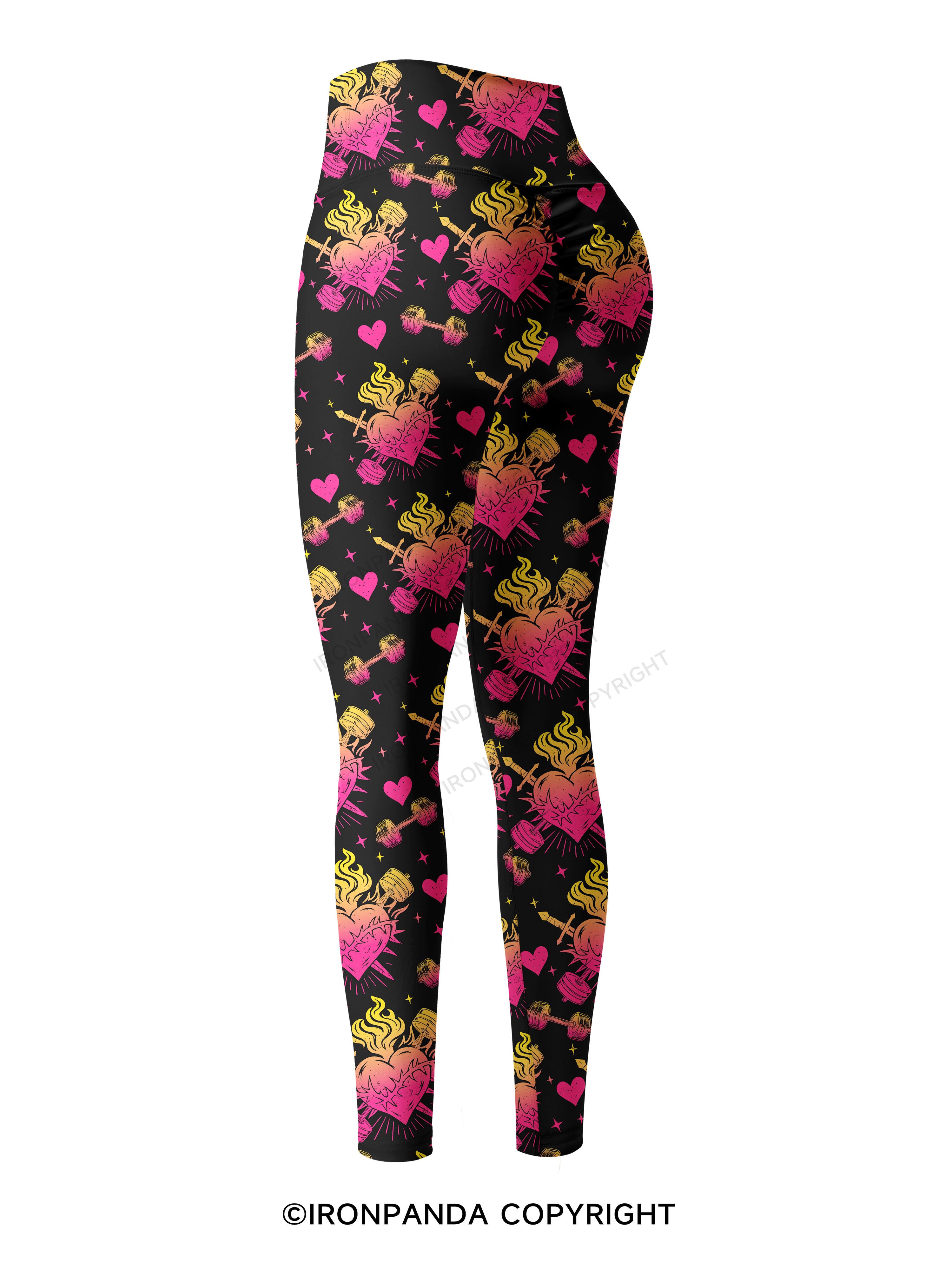 IRON HEART WITH FIRE Printed Yoga Pants