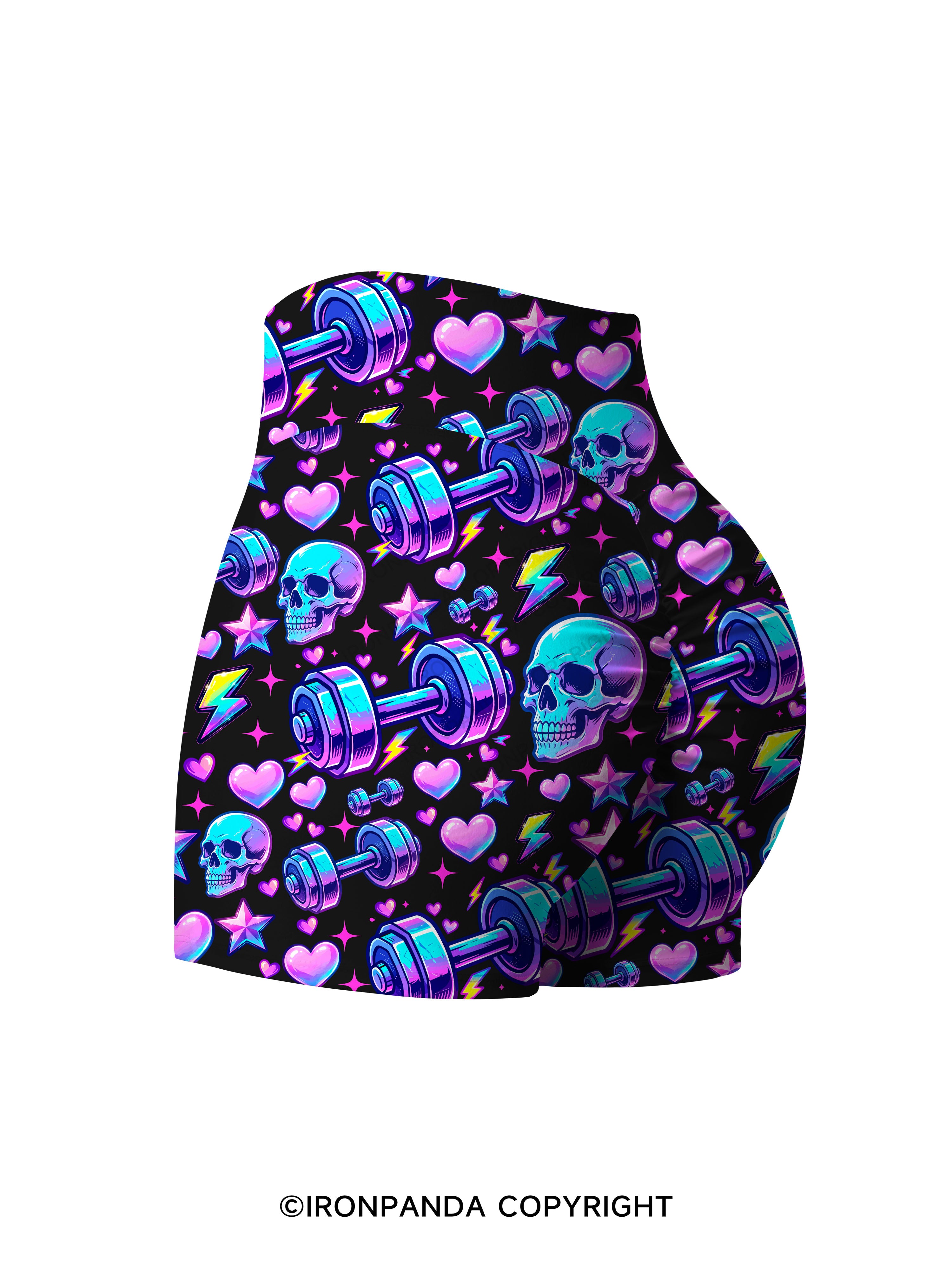 Weightlifting Skull Printed Yoga Shorts