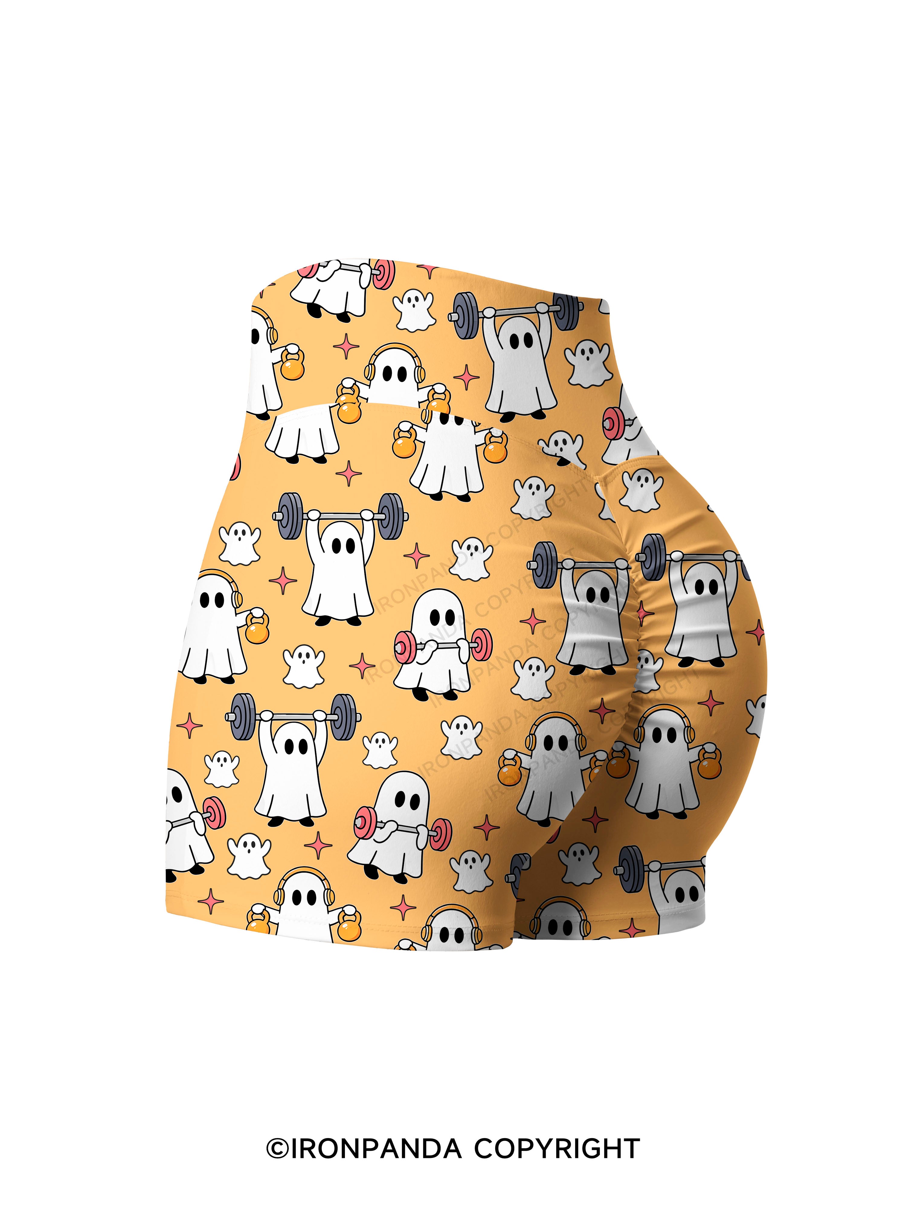 GHOST HALLOWEEN WORKOUT FITNESS Printed Yoga Shorts