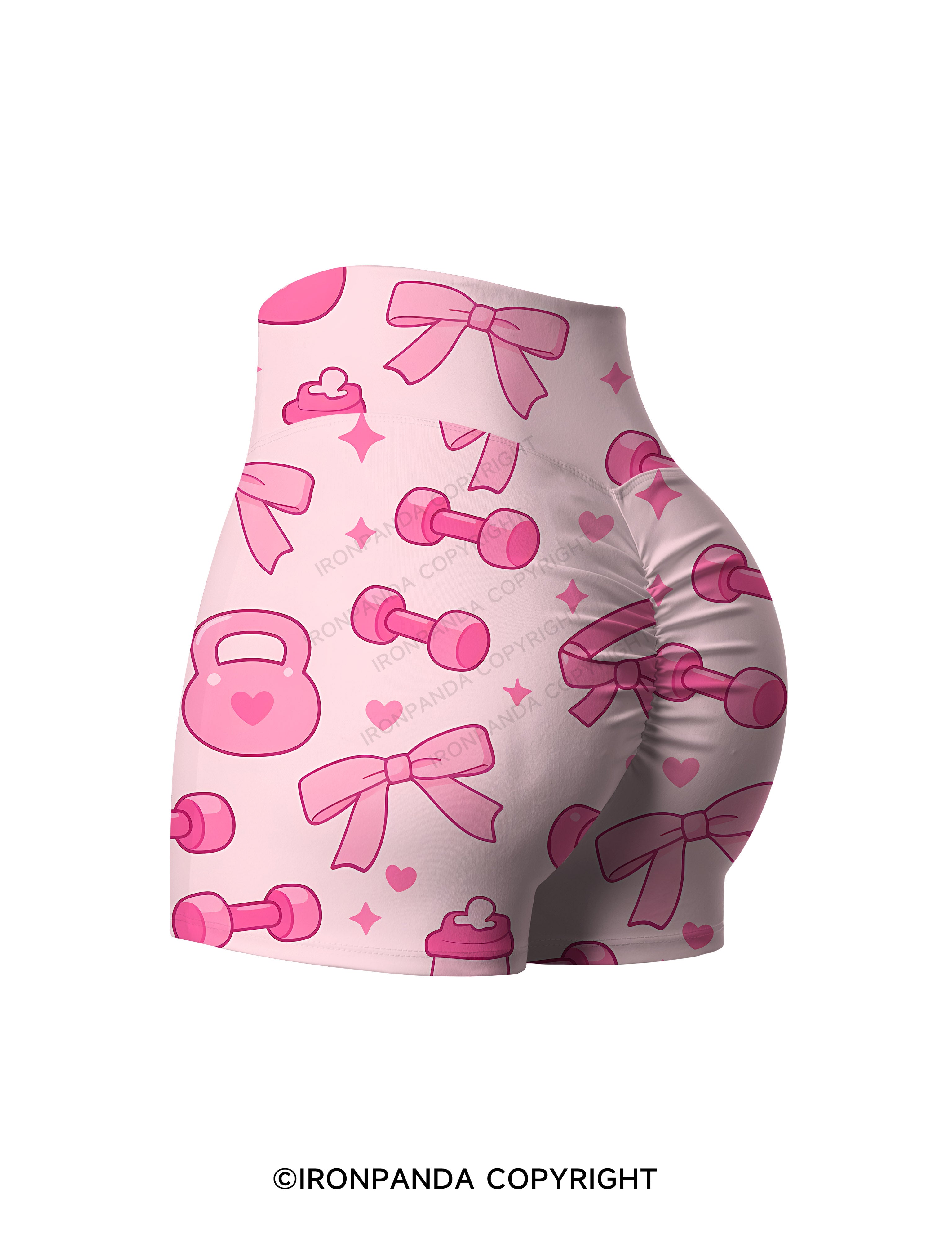 Bow Dumbbell Kettlebell Printed Yoga Shorts