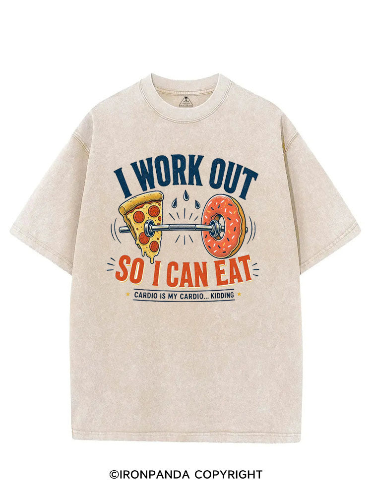 I WORK OUT SO I CAN EAT CARDIO IS MY CARDIO KIDDING VINTAGE GYM SHIRT