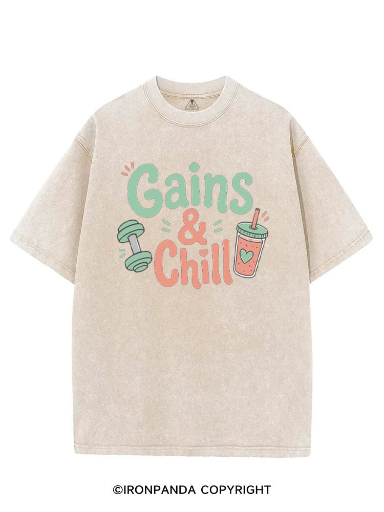 GAINS & CHILL VINTAGE GYM SHIRT