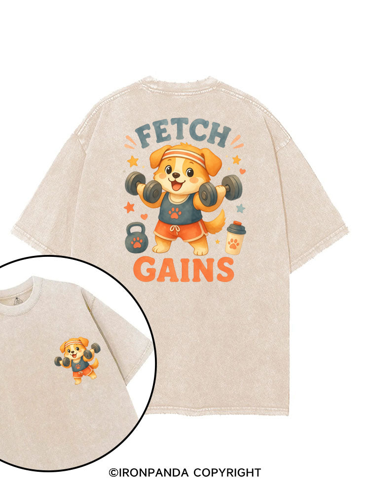 FETCH GAINS GYM DOG printed Gym Shirt