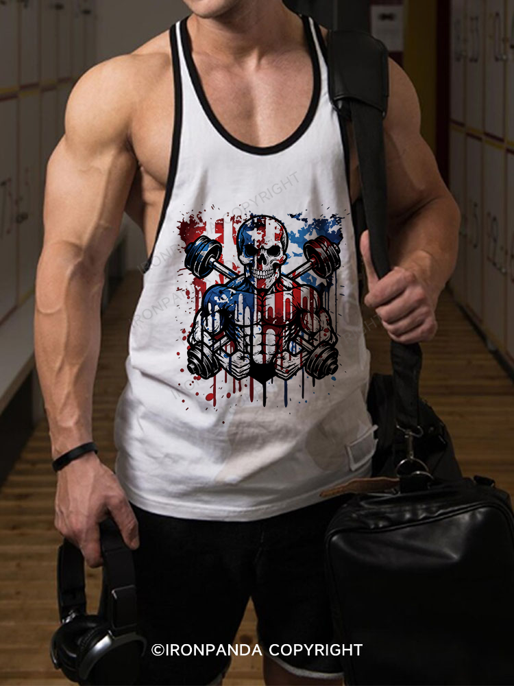 american flag Skeleton Stringer Gym Vest