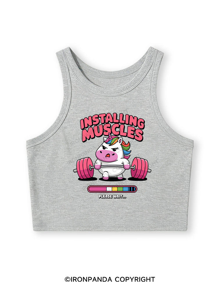 INSTALLING MUSCLES Fitted Crop Tank Top