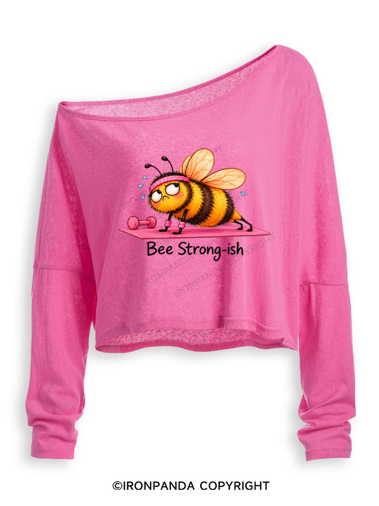 Bee Strong-ish Off Shoulder Long Sleeve Crop Top