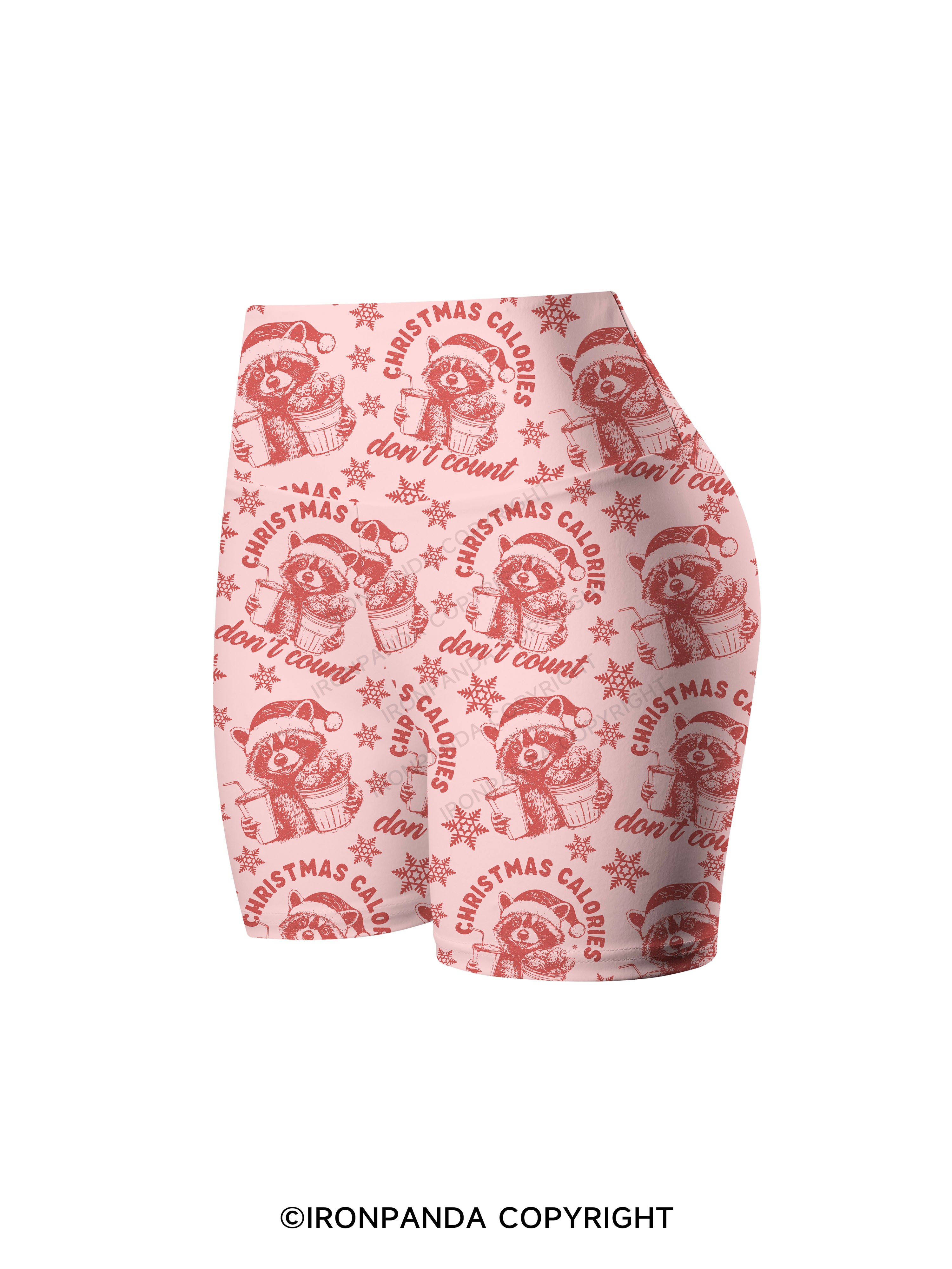 CHRISTMAS CALORIES DONT COUNT Printed Yoga Cycling Shorts
