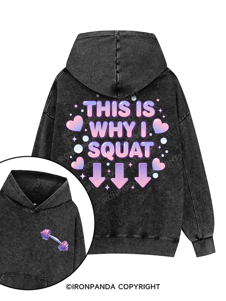 THIS IS WHY I SQUAT Printed Washed Gym Hoodie