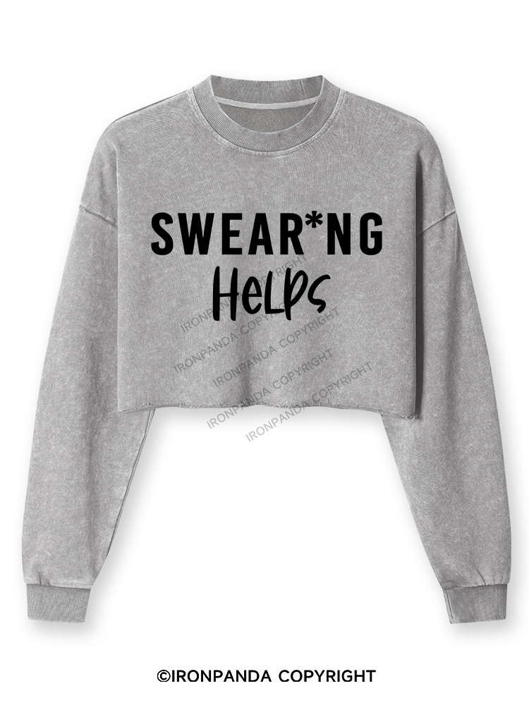 SWEAR*NG HELPS Washed Long-Sleeve Crop Top