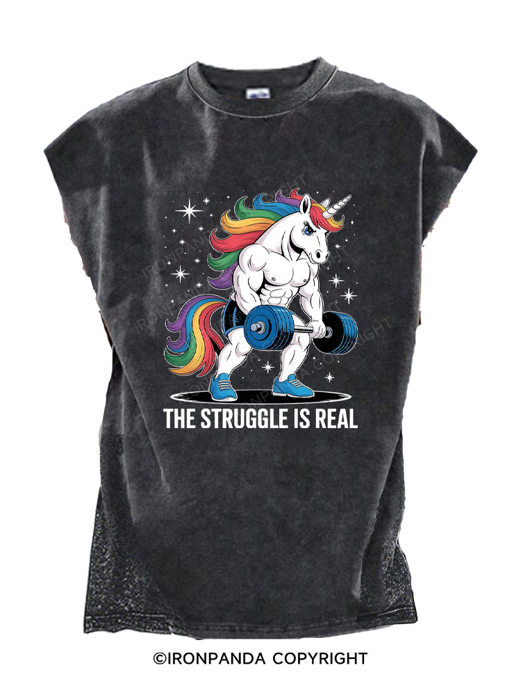 The Struggle is Real Unicorn Weightlifting Fitness Gym Cut Off Tank