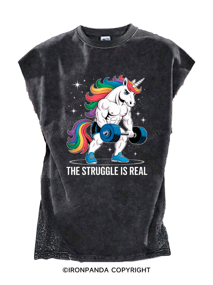 The Struggle is Real Unicorn Weightlifting Fitness Gym Cut Off Tank