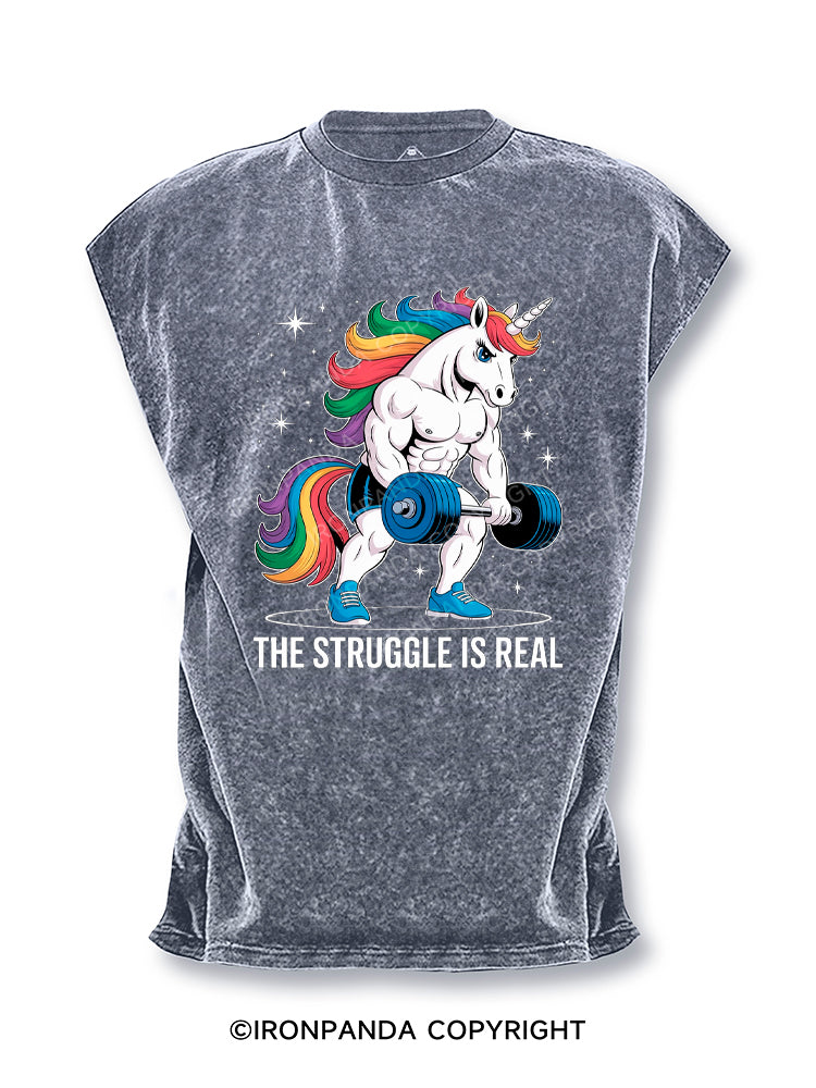 The Struggle is Real Unicorn Weightlifting Fitness Gym Cut Off Tank