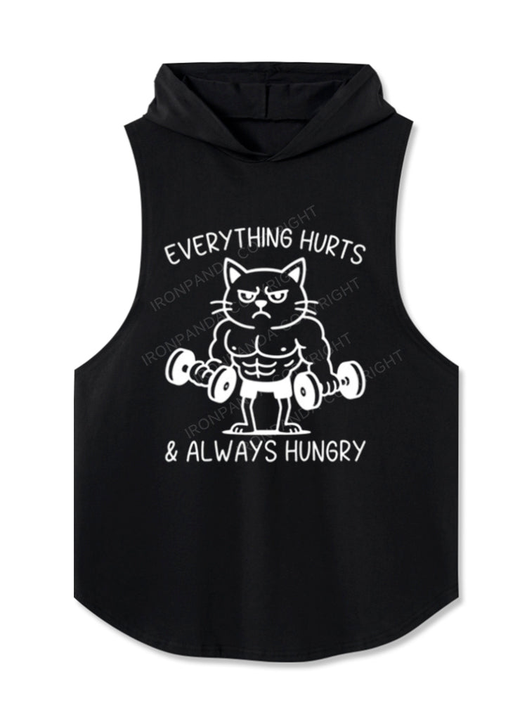 Everything Hurts & Always Hungry Cat Gym Hooded Tank
