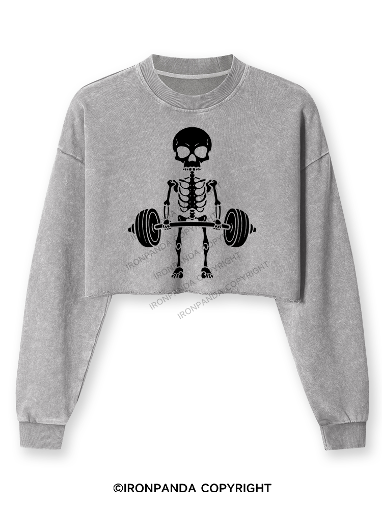 Deadlift Squad Washed Long-Sleeve Crop Top