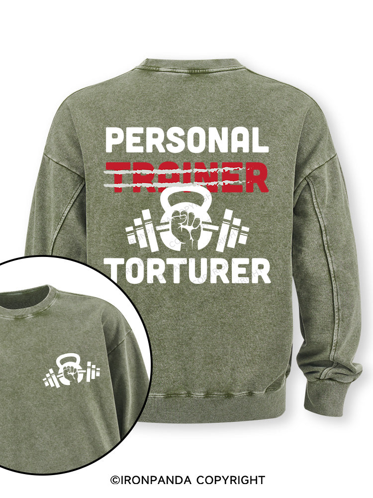 Personal Trainer torturer Double-Sided Printed Washed Sweatshirt