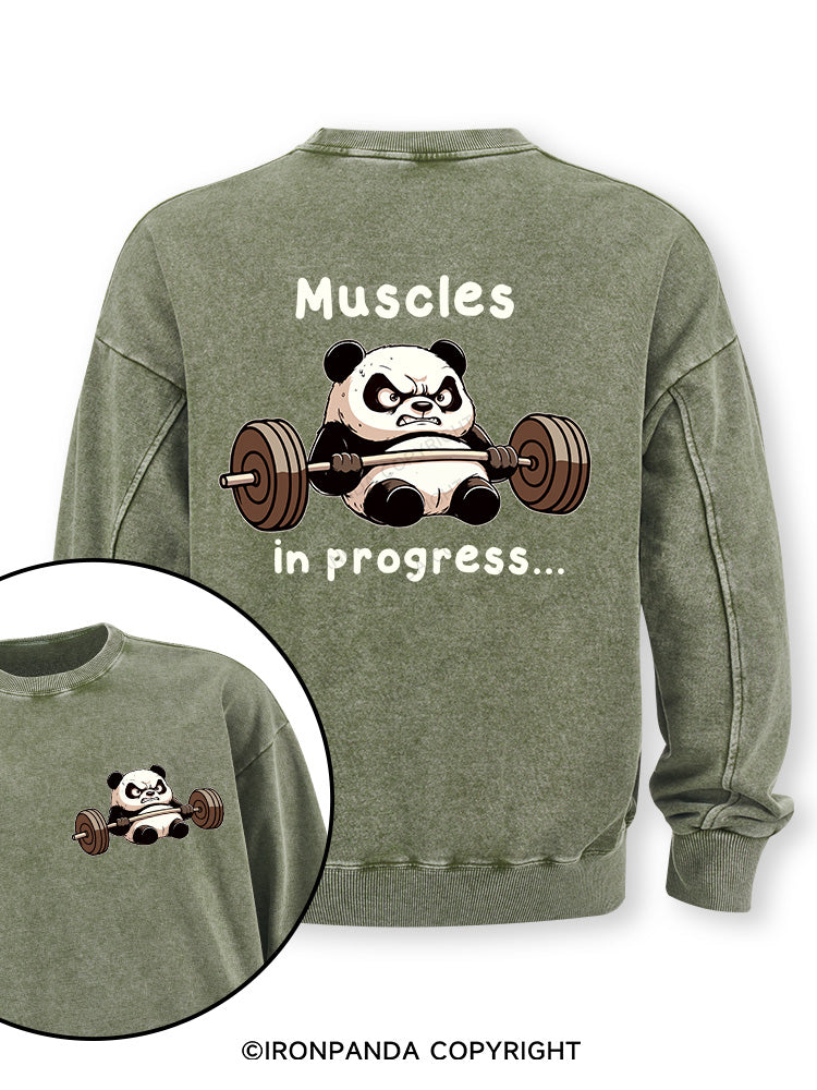 muscles in progress Double-Sided Printed Washed Sweatshirt