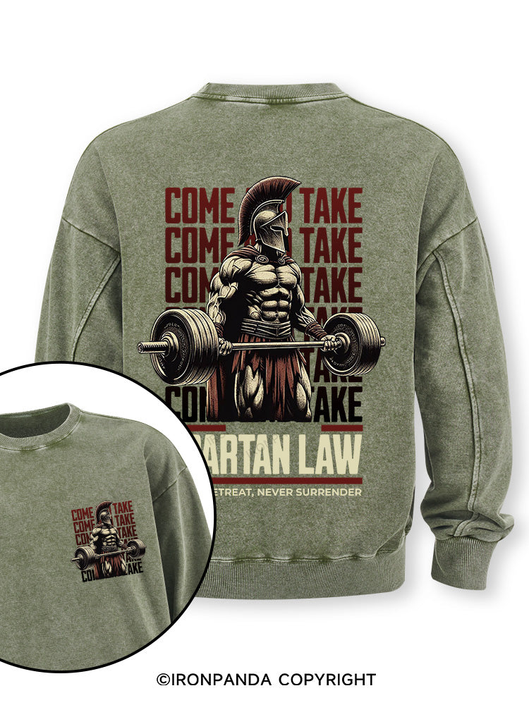 spartan law Double-Sided Printed Washed Sweatshirt
