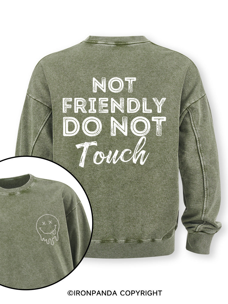 Not friendly, do not touch Double-Sided Printed Washed Sweatshirt