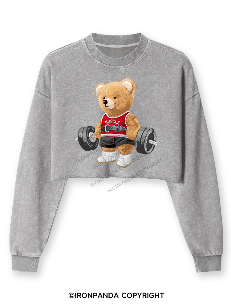 EXERCISE BEAR Washed Long-Sleeve Crop Top