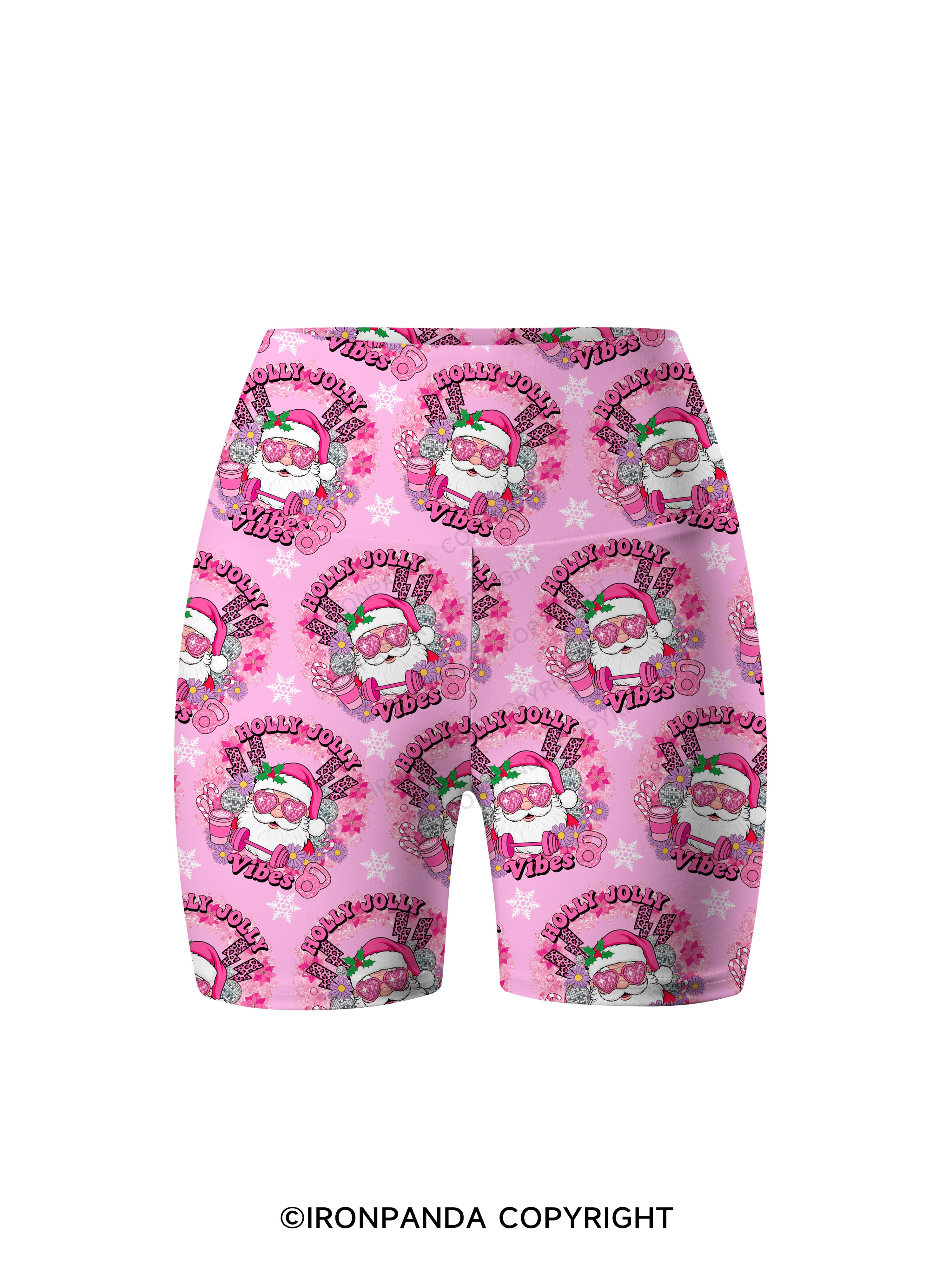 HOLLY JOLLY Vibes Printed Yoga Cycling Shorts