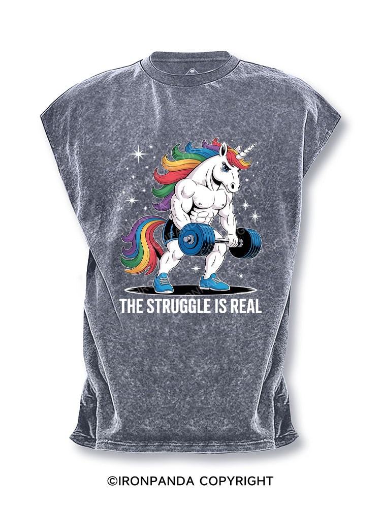 The Struggle is Real Unicorn Weightlifting Fitness Gym Cut Off Tank