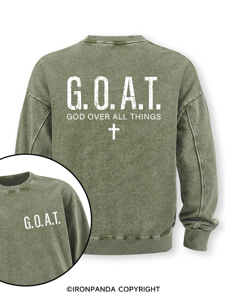 God over All Things Double-Sided Printed Washed Sweatshirt