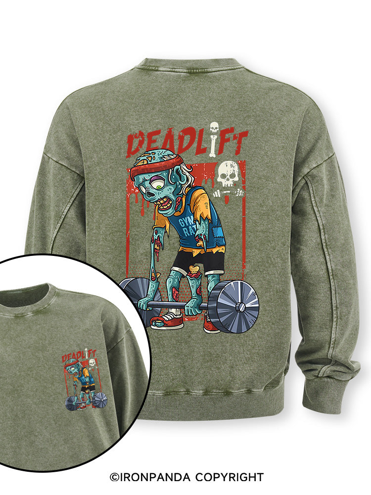 deadlift zombie Double-Sided Printed Washed Sweatshirt