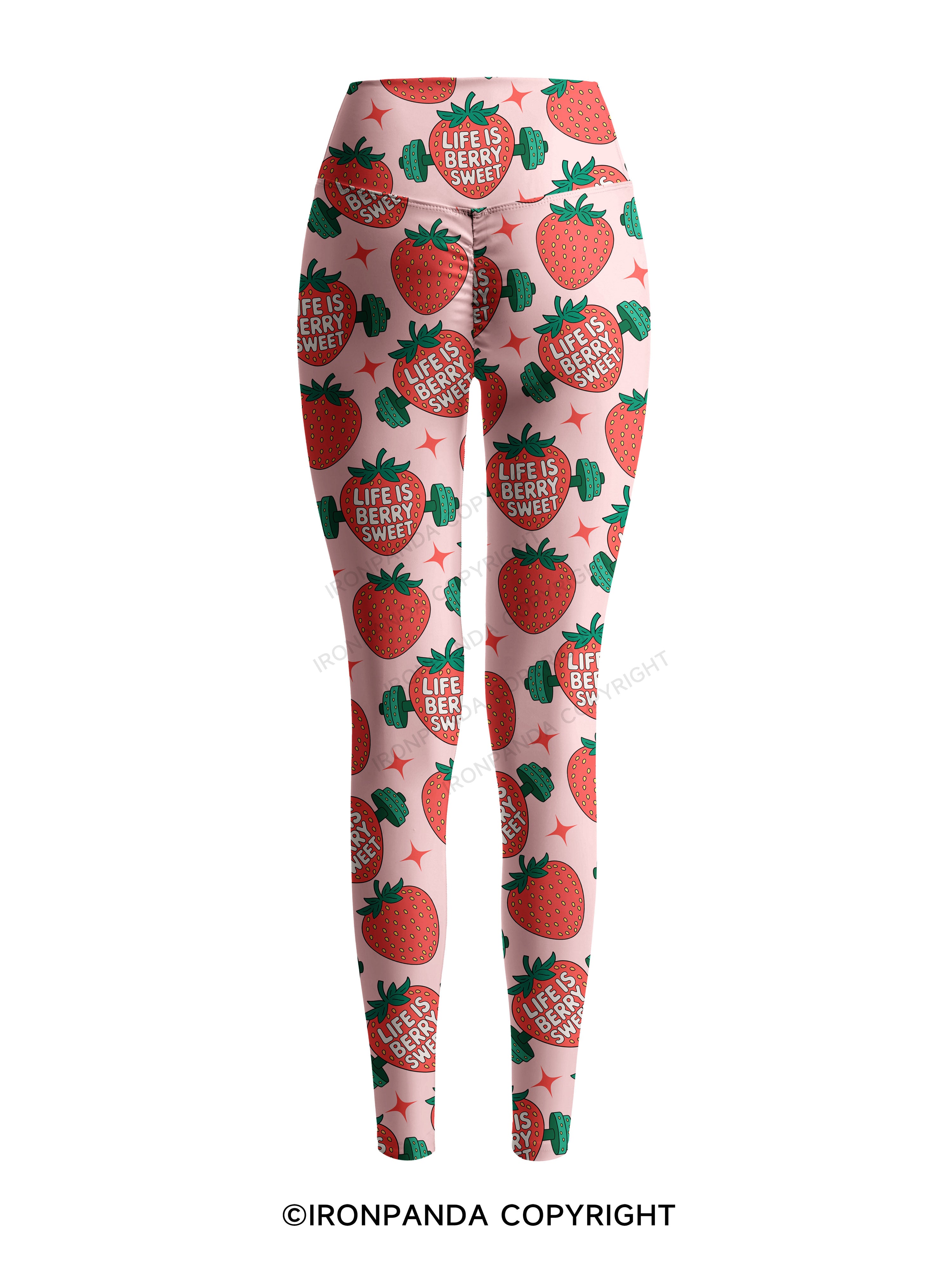 LIFE IS BERRY STRONG STRAWBERRY Printed Yoga Pants