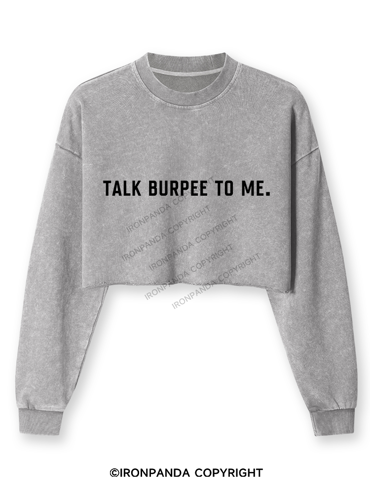 TALK BURPEE TO ME Washed Long-Sleeve Crop Top