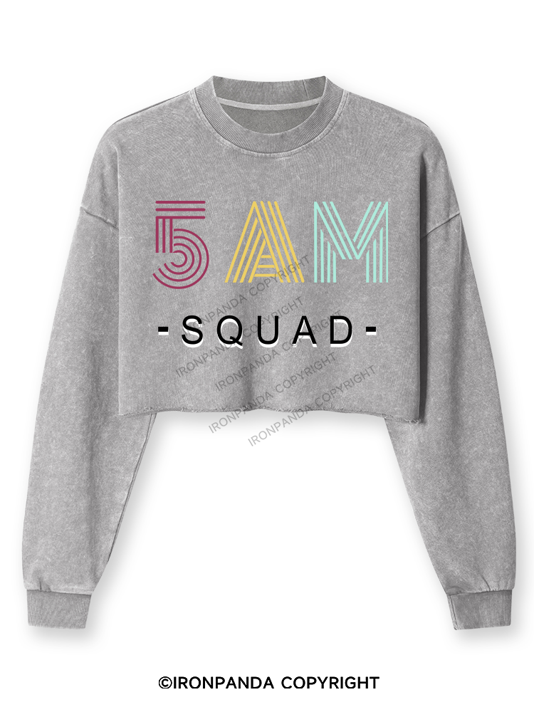 5 AM SQUAD Washed Long-Sleeve Crop Top