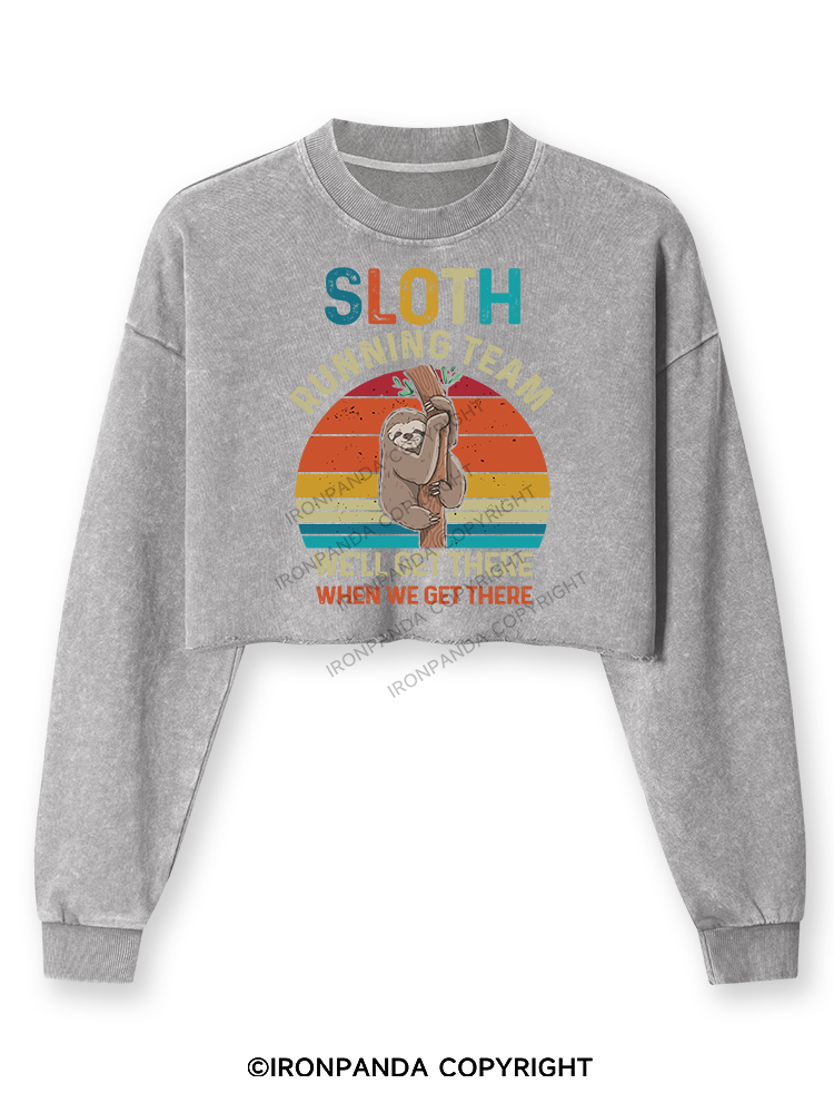 SLOTH RUNNING TEAM Washed Long-Sleeve Crop Top