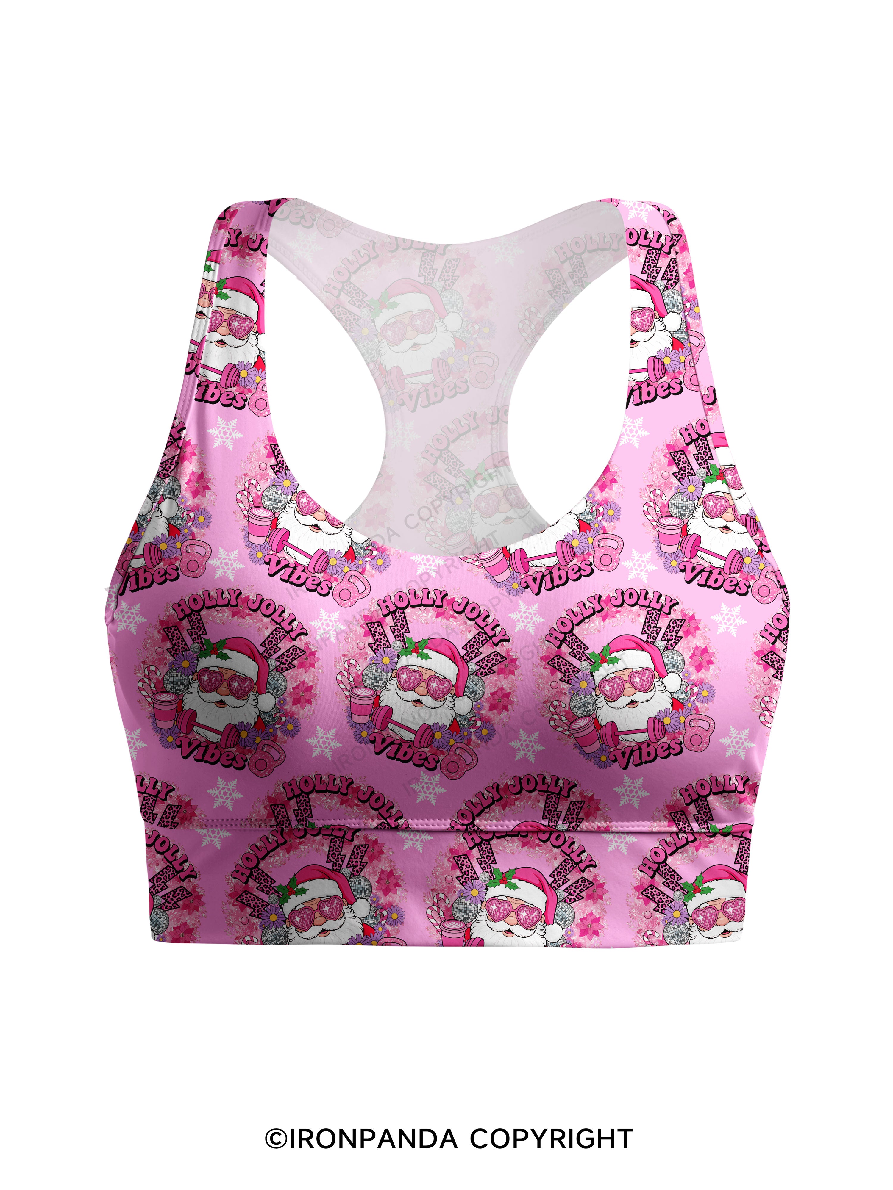 HOLLY JOLLY Vibes Racerback Sports Bra