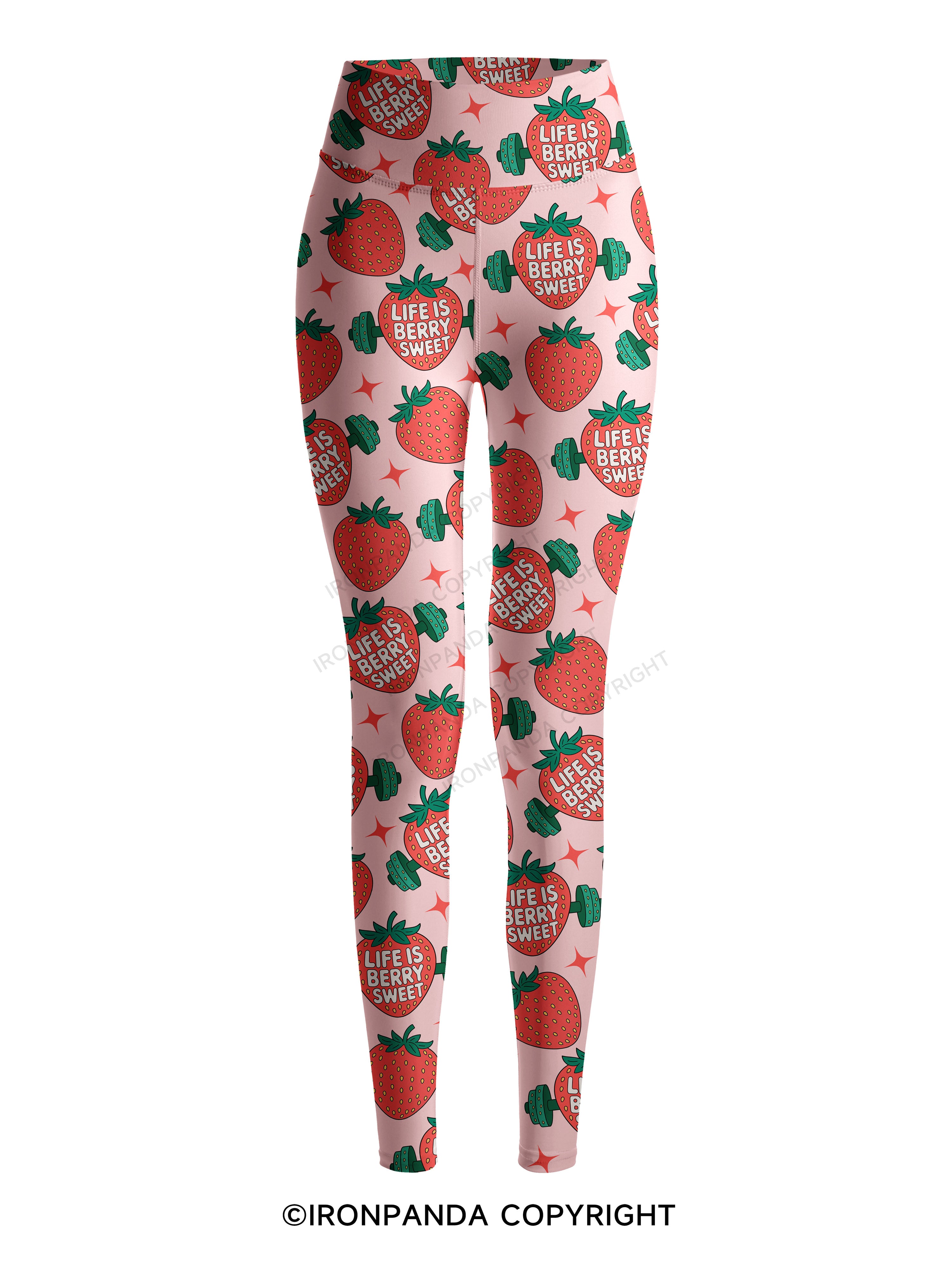 LIFE IS BERRY STRONG STRAWBERRY Printed Yoga Pants
