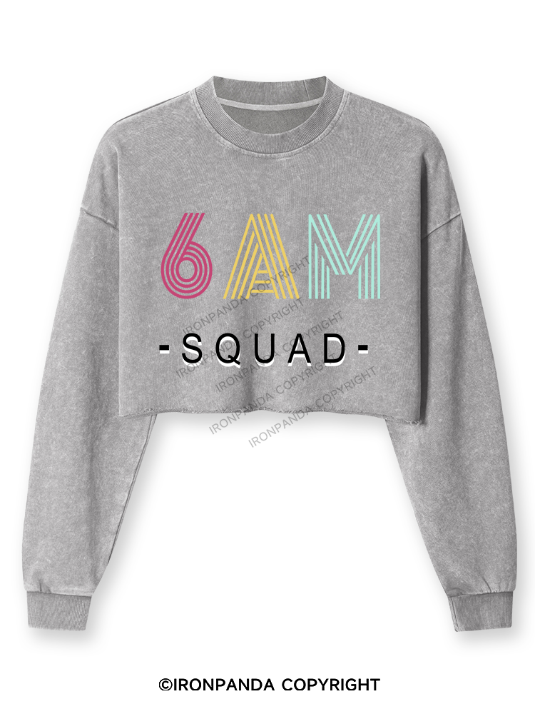 6 AM SQUAD Washed Long-Sleeve Crop Top