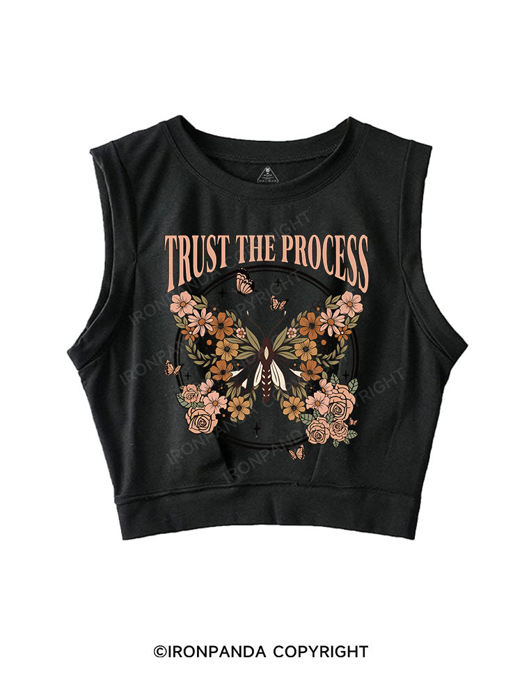 TRUST THE PROCESS SLEEVELESS CROP TOPS