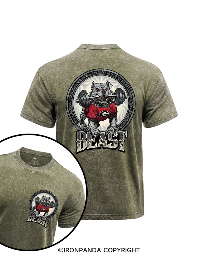 BEAST printed Washed Gym Shirt
