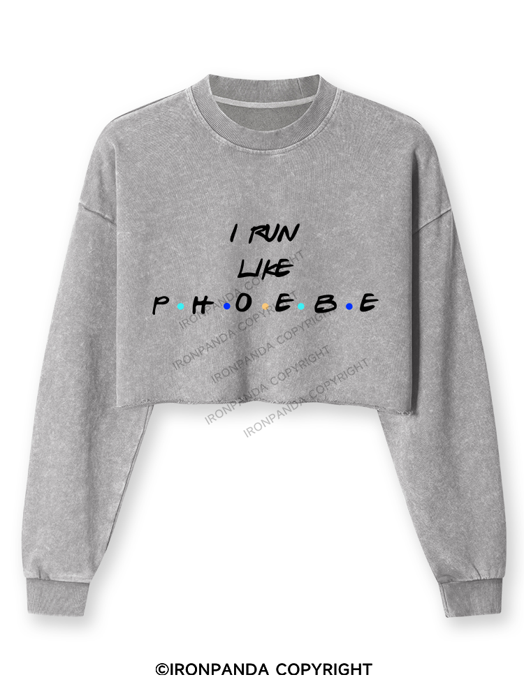 I RUN LIKE PHOEBE Washed Long-Sleeve Crop Top