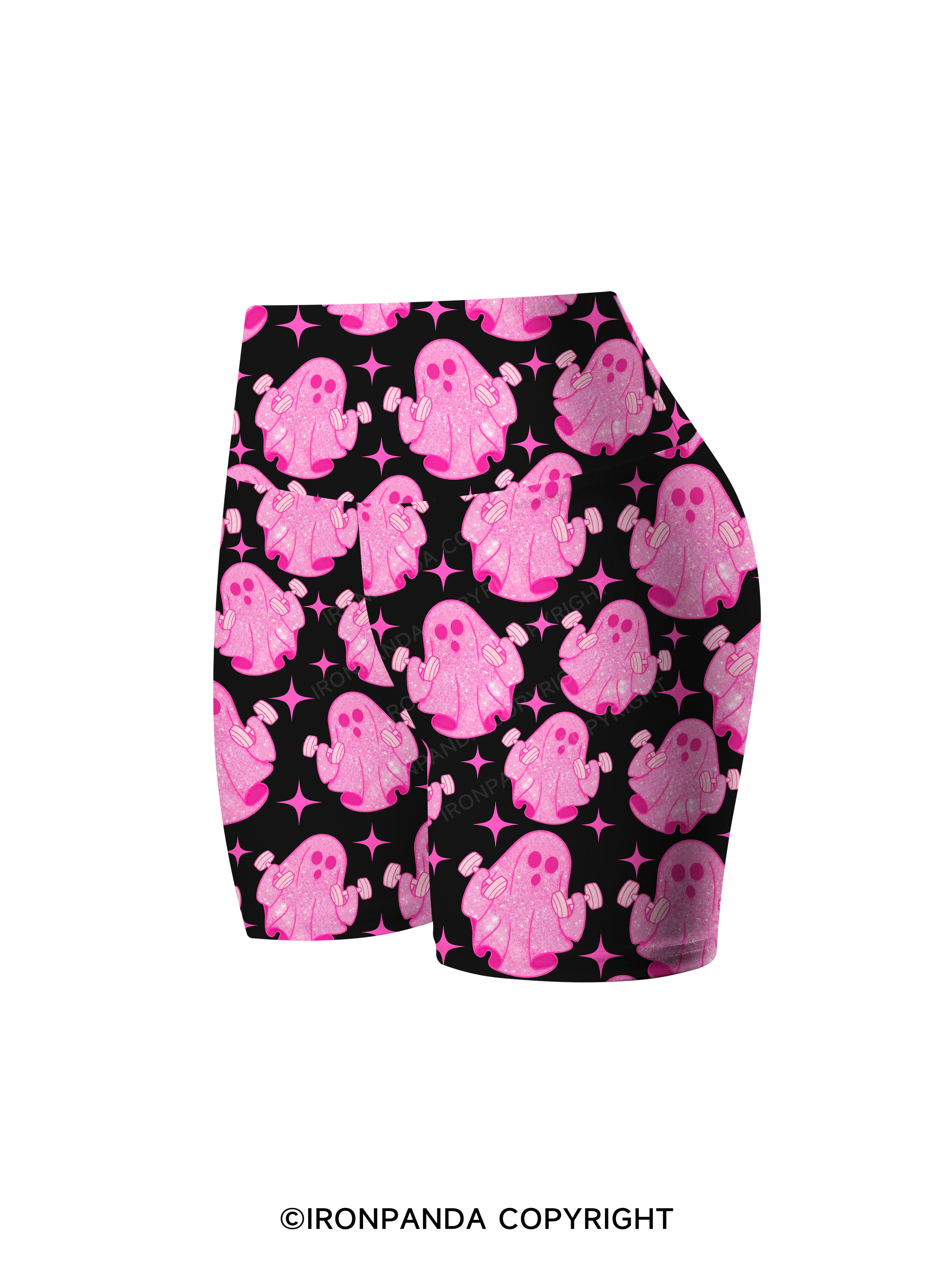Pink Power Ghost Printed Yoga Cycling Shorts