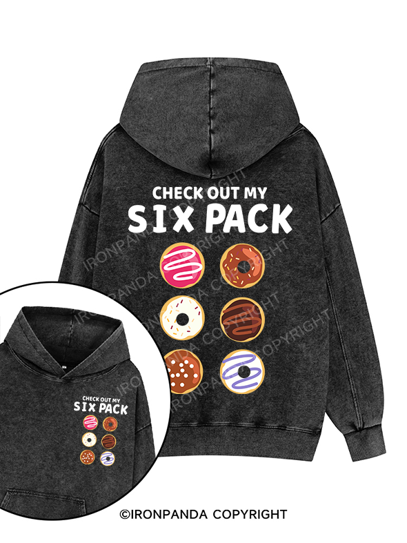 CHECK OUT MY SIX PACK Printed Washed Gym Hoodie
