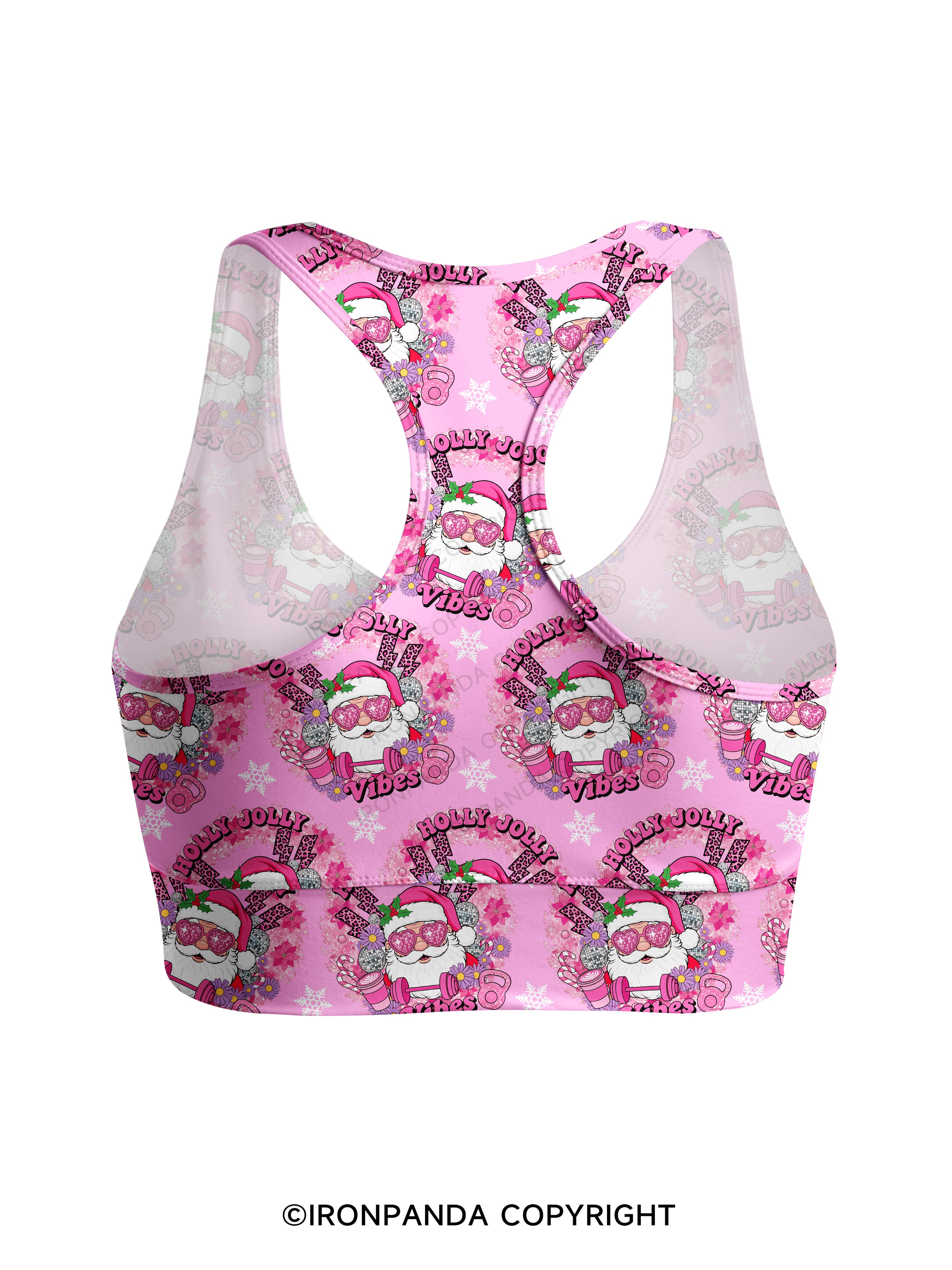 HOLLY JOLLY Vibes Racerback Sports Bra