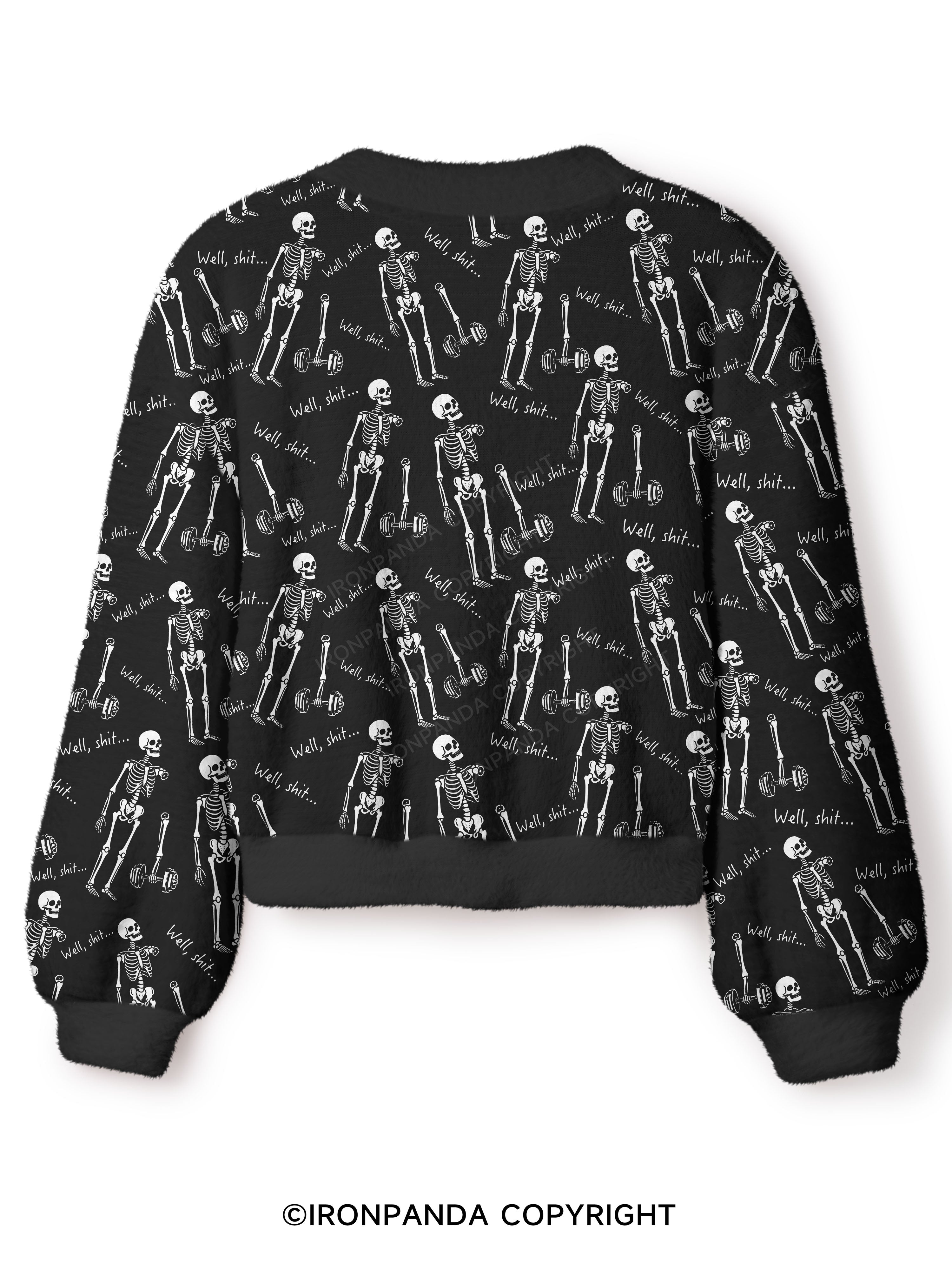 Well Shit Funny Skeleton Crop Ugly Cardigan Sweater