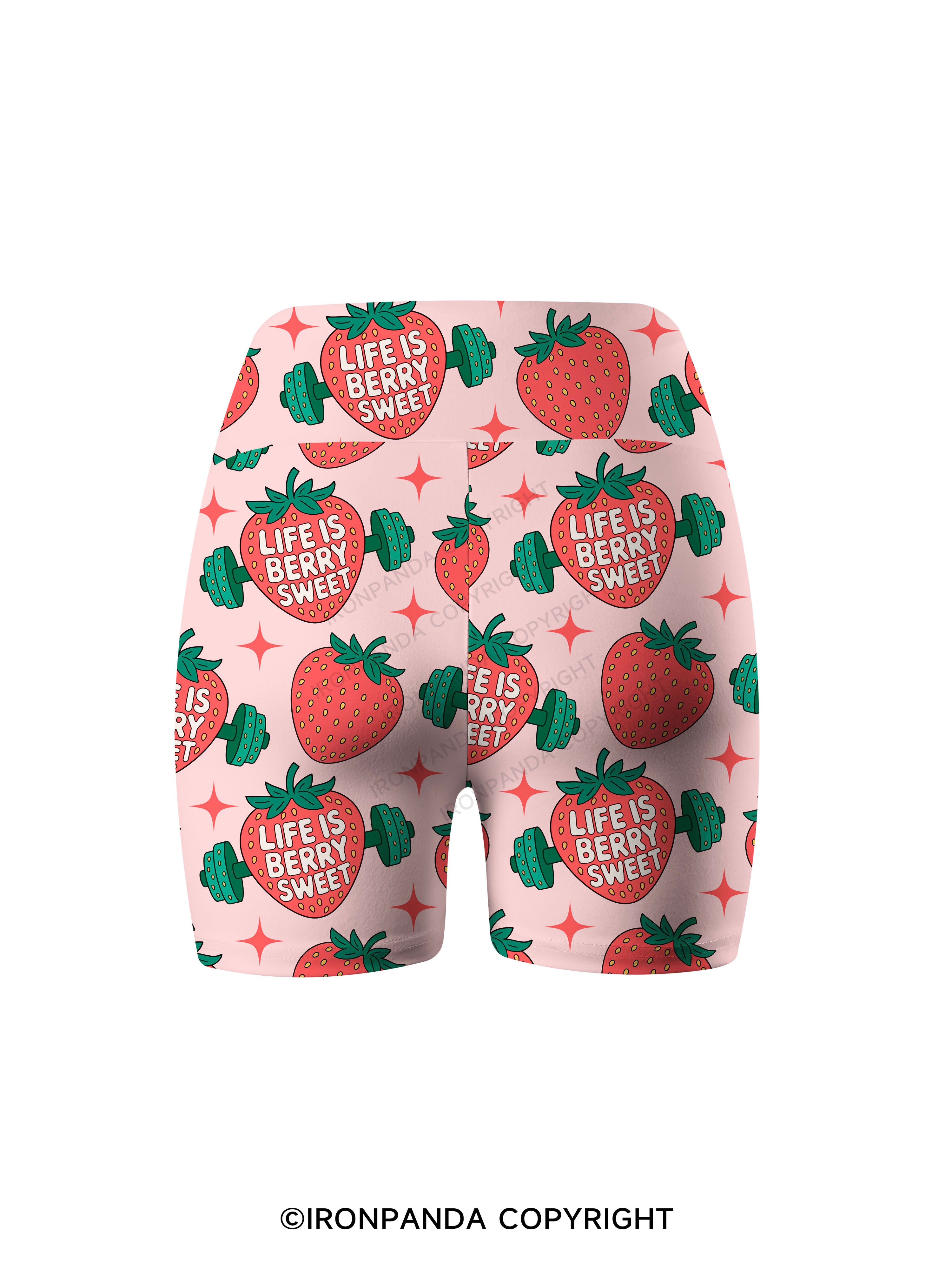 LIFE IS BERRY STRONG STRAWBERRY Printed Yoga Cycling Shorts