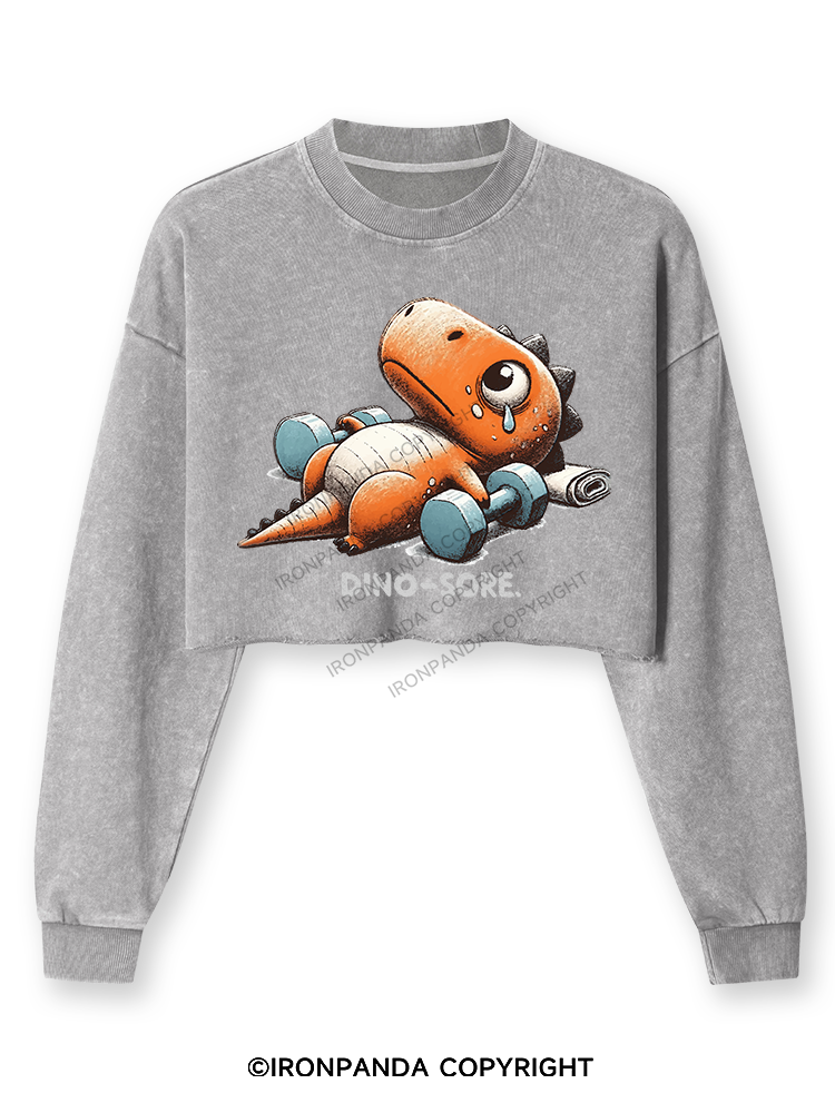 Dino-Sore After Workout Washed Long-Sleeve Crop Top