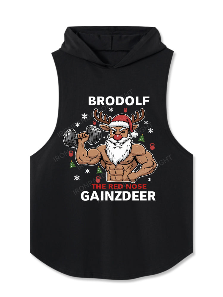 BRODOLF THE RED NOSE GAINZDEER Hooded Tank